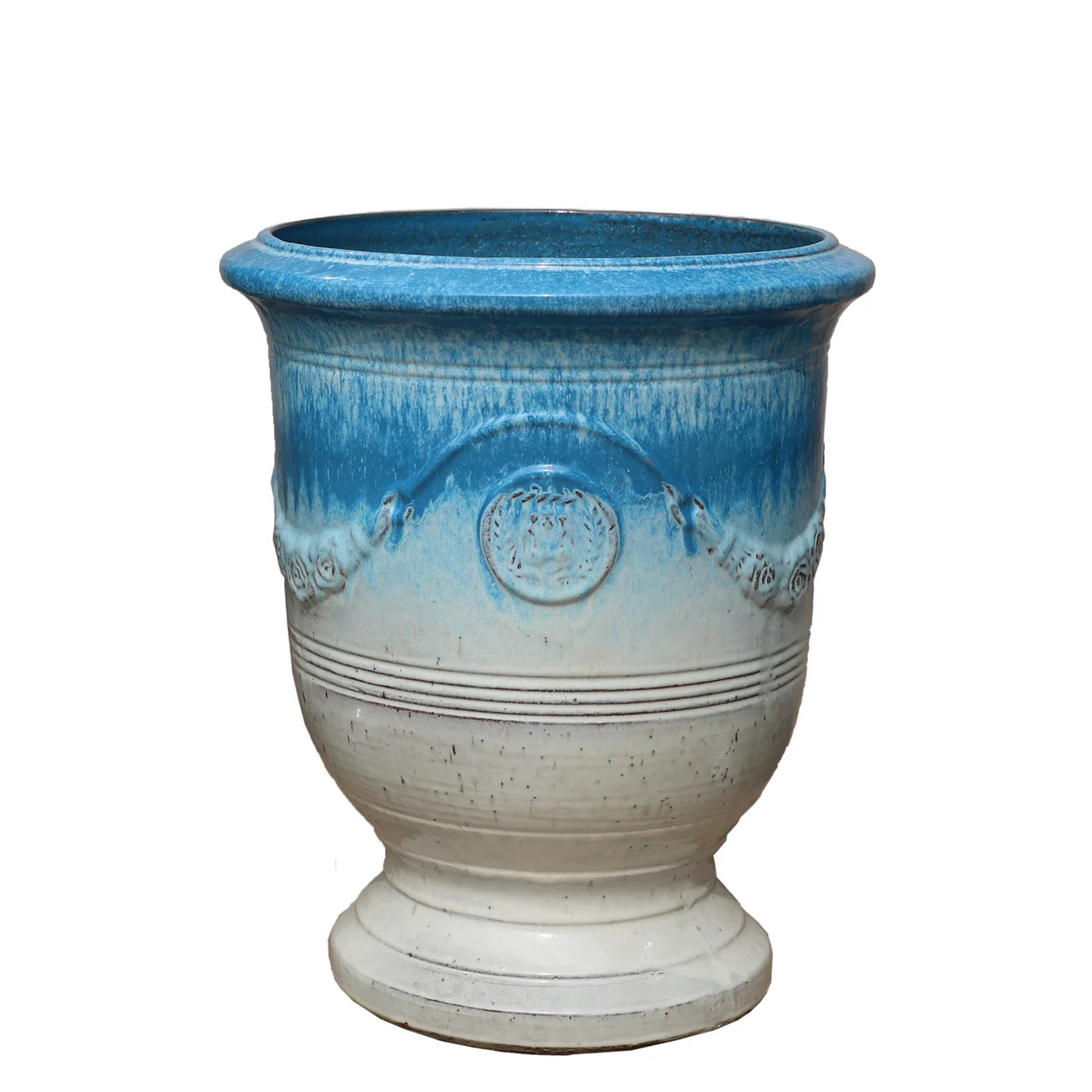Keramik-Blumentopf RICHELIEU - Weiß-Blau