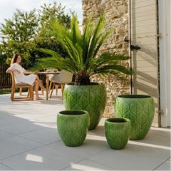 Keramický květináč Artemis Jablečně zelený – ručně vyráběný glazovaný květináč z terakoty