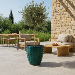 Keramický květináč Attila Petrolejově modrá – ručně vyráběný glazurovaný květináč z terakoty