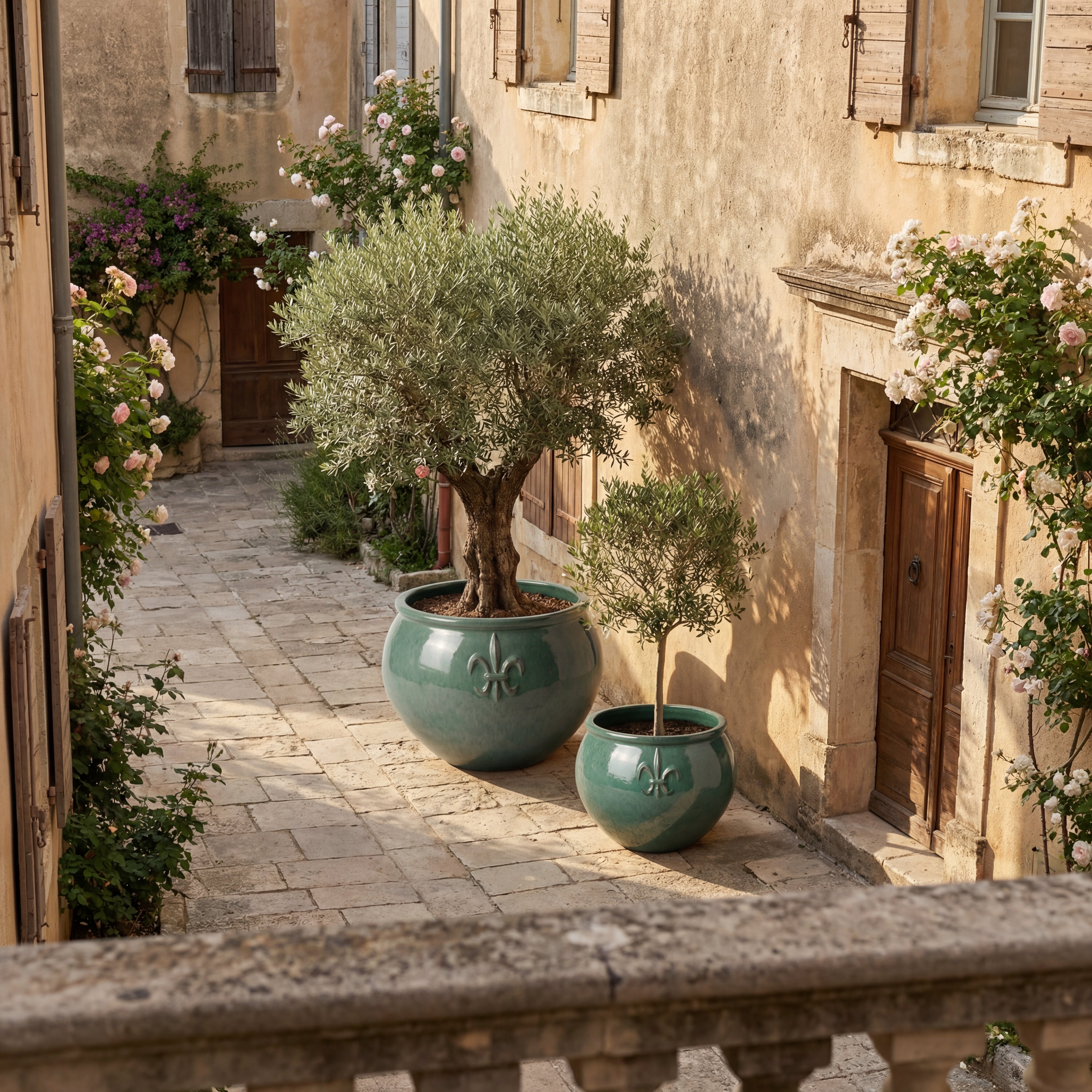 XXL Keramik-Pflanzkübel CLOVIS - Stahlblau