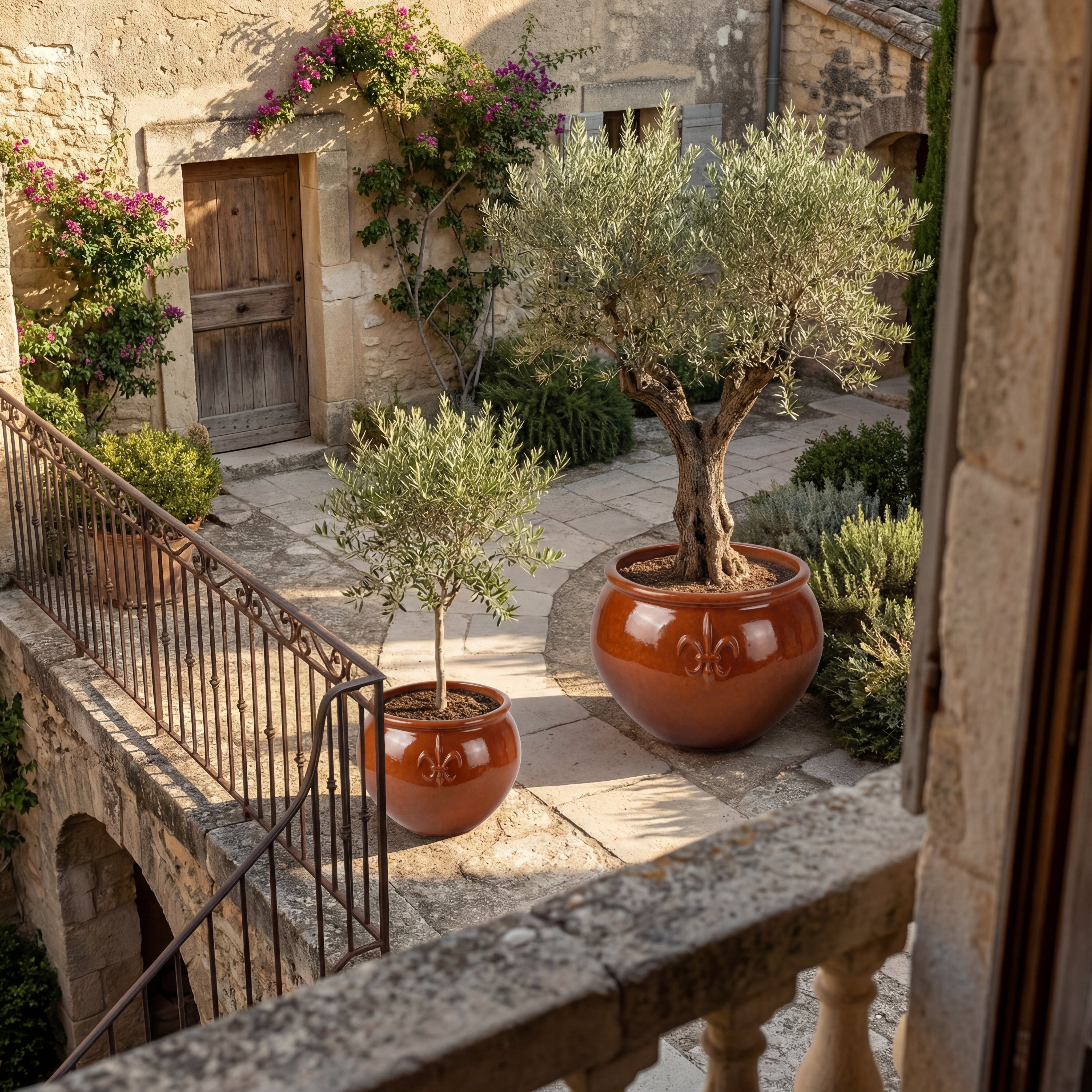 XXL Keramik-Pflanzkübel CLOVIS - Herbstorange