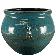 XXL Keramik-Blumentopf CLOVIS - Stahlblau