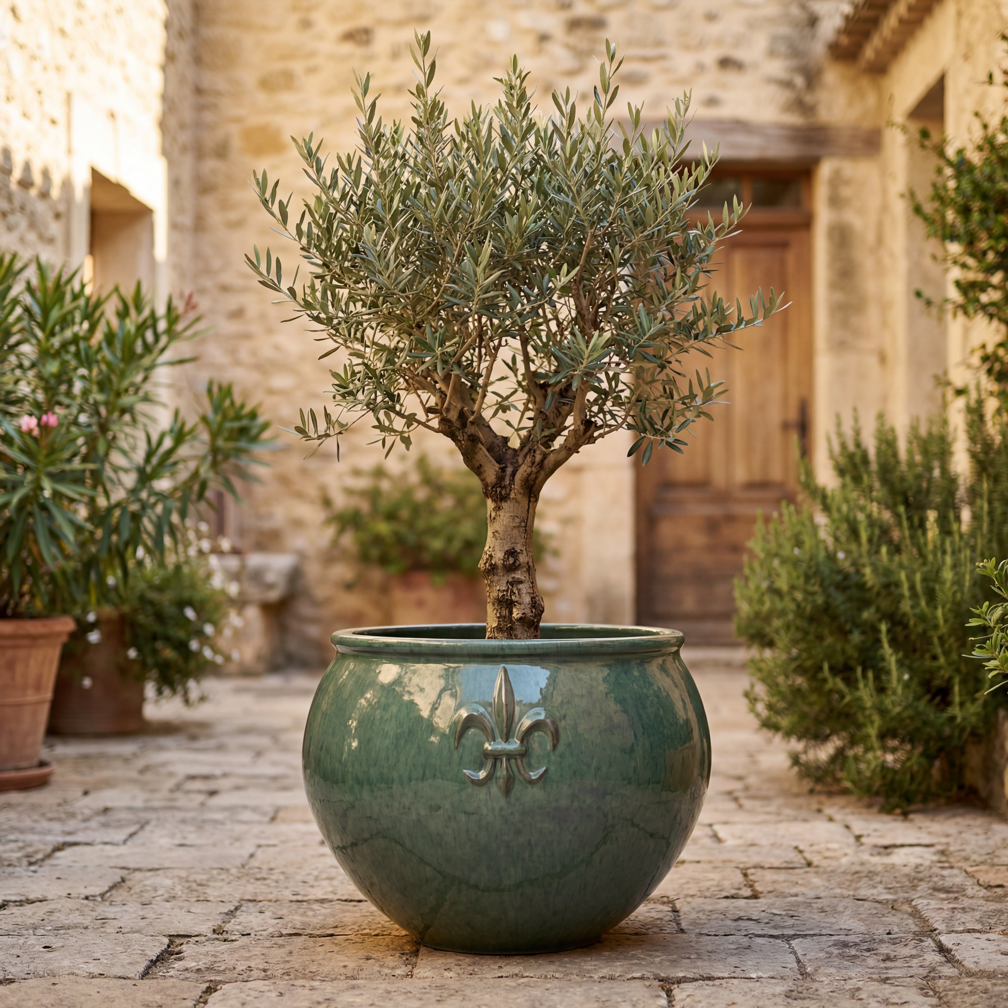 XXL Keramik-Pflanzkübel CLOVIS - Stahlblau