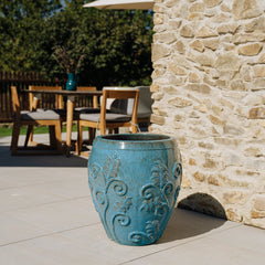 Keramický květináč Gaia - Ocelově modrá