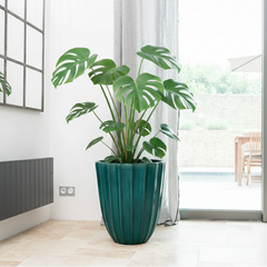 Keramický květináč Hugo Tyrkysový – ručně vyráběný glazovaný květináč z terakoty