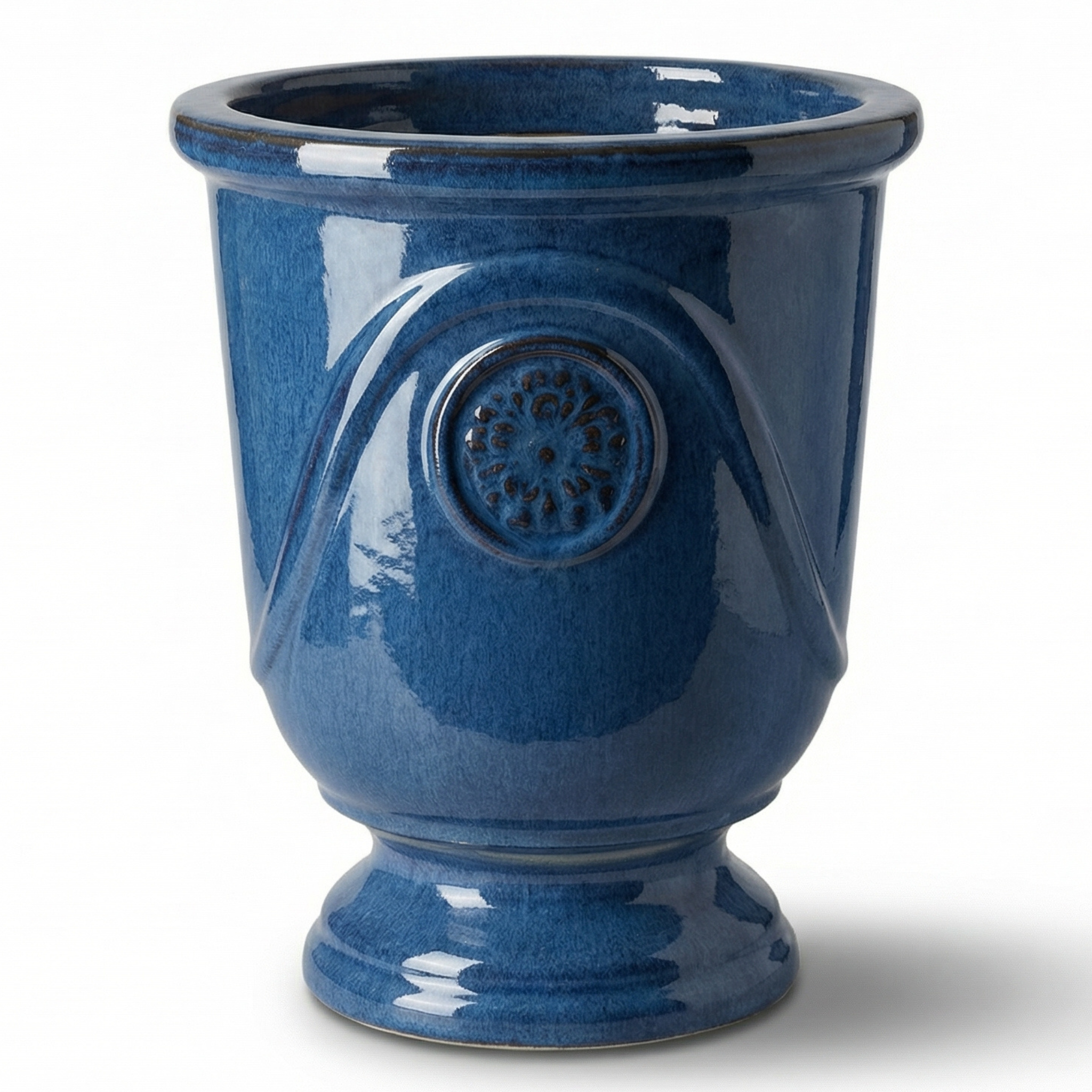 Keramický květináč Moliere Anticky modrý – ručně vyráběný glazovaný květináč z terakoty