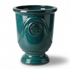 Keramický květináč Moliere Petrolejově modrý – ručně vyráběný glazovaný květináč z terakoty