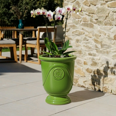 Keramický květináč Moliere Jablečně zelený – ručně vyráběný glazovaný květináč z terakoty