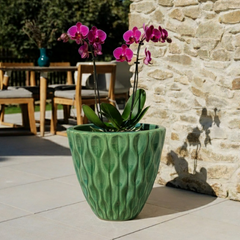 Keramický květináč Monet Jablečně zelený – ručně vyráběný glazovaný květináč z terakoty