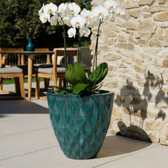 Keramický květináč Monet Petrolejově modrý – ručně vyráběný glazovaný květináč z terakoty