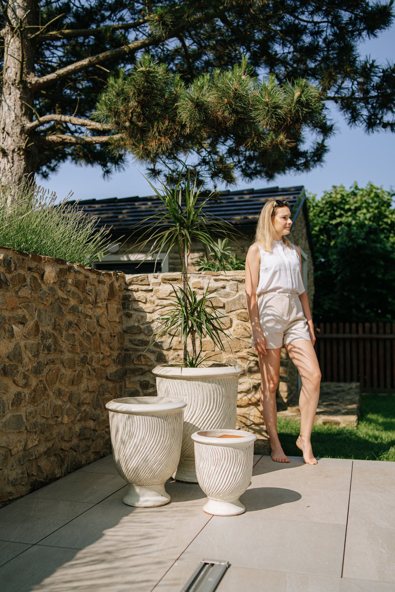 Keramik-Blumentopf Morgane - Creme