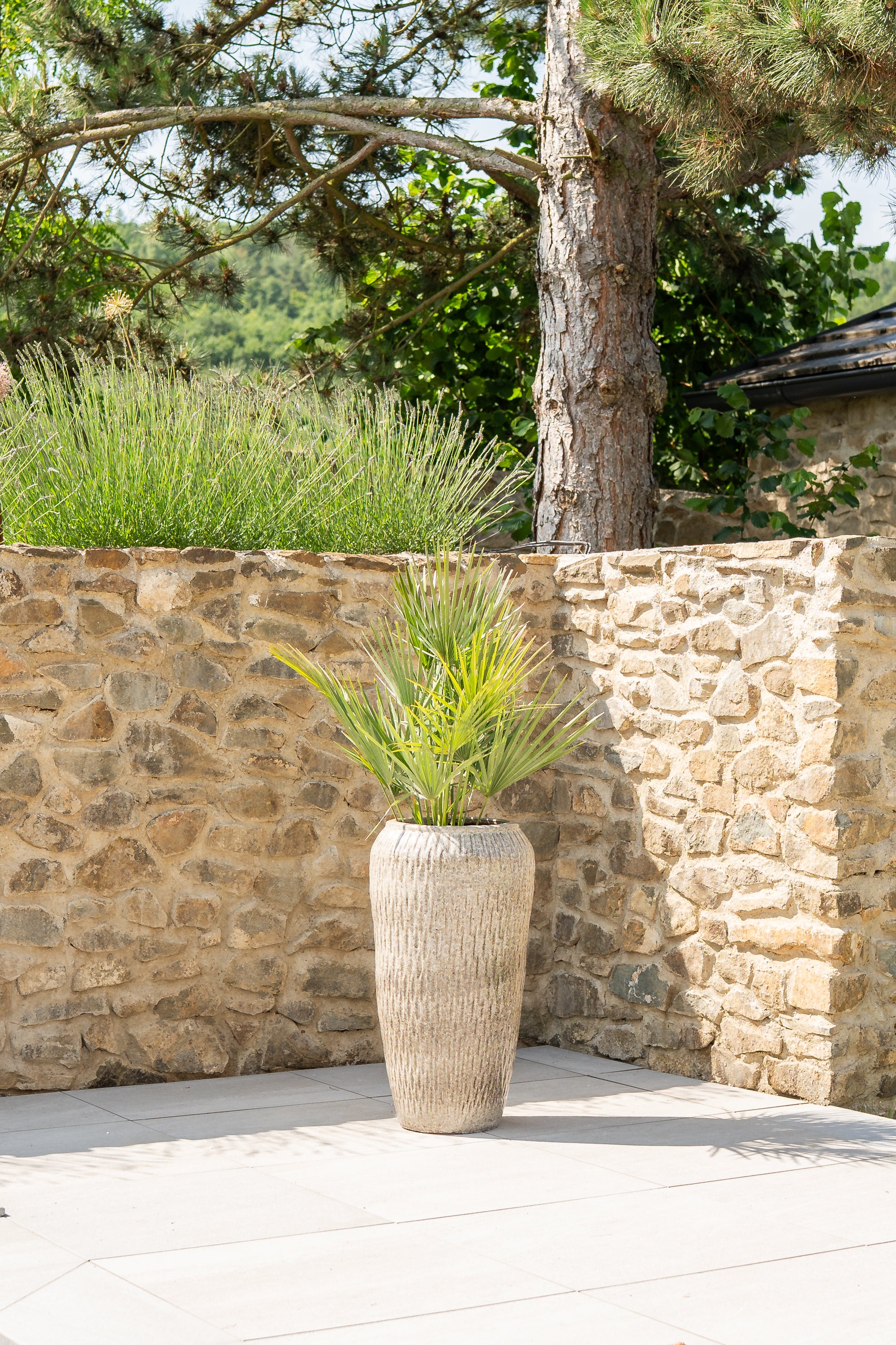 Keramik-Blumentopf Pompadour - Tiger-gestreift weiß