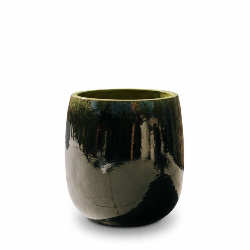 Keramik-Blumentopf SOCRATE - Schwarz/Grün