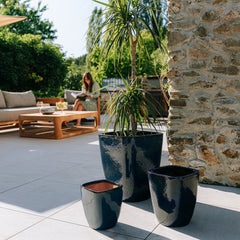 Keramik-Blumentopf VAUBAN - Seeblau