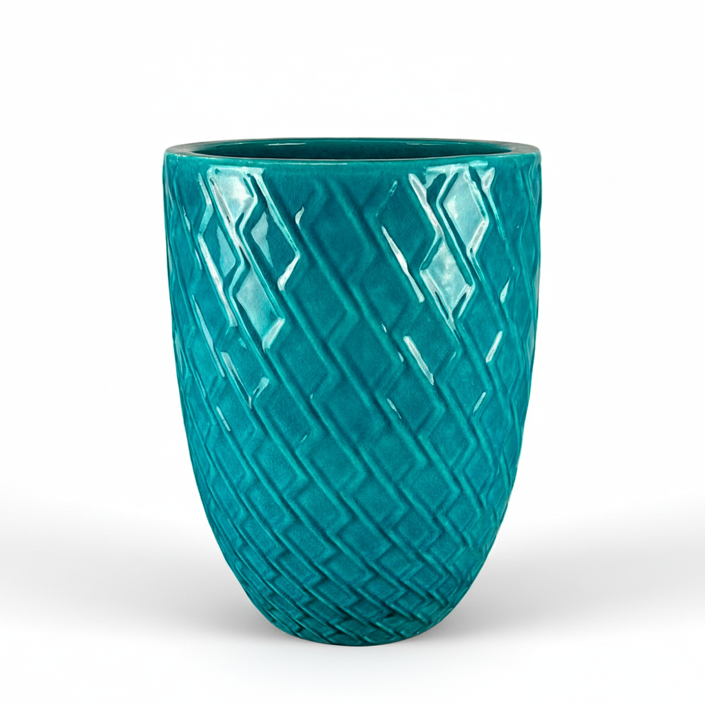 Großer Keramik-Pflanzkübel ZEUS - Türkis