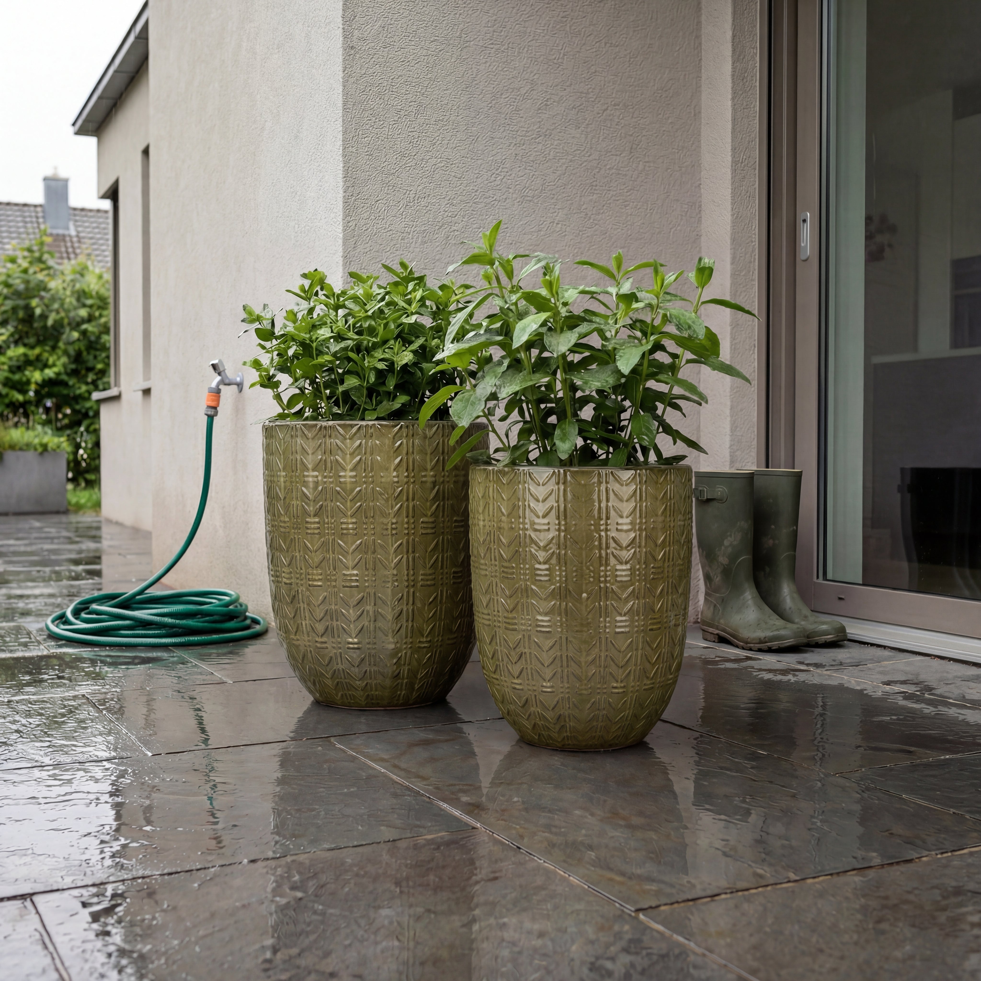 Mercure Keramik-Blumentopf – Olivgrün