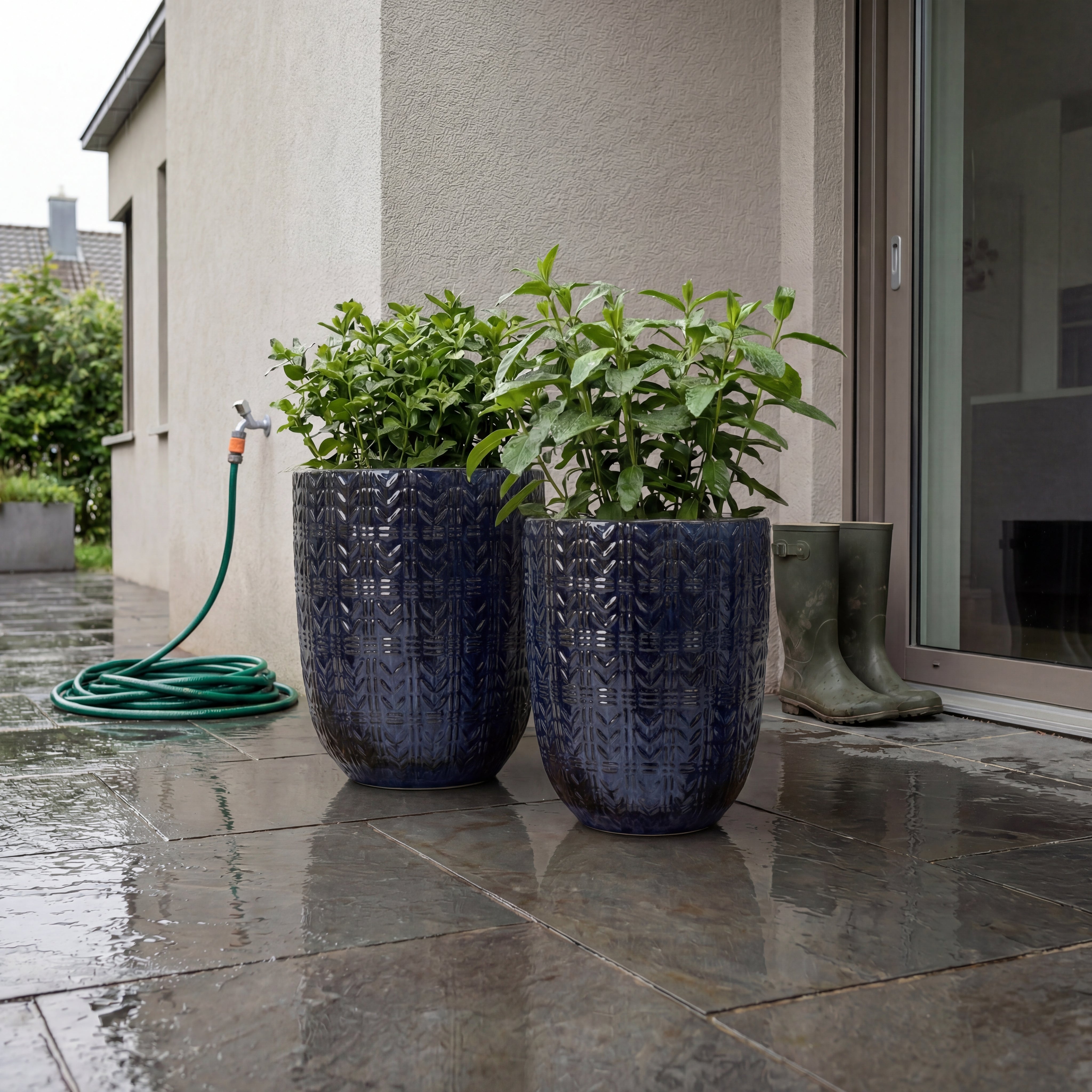 Mercure Keramik-Blumentopf – Saphirblau