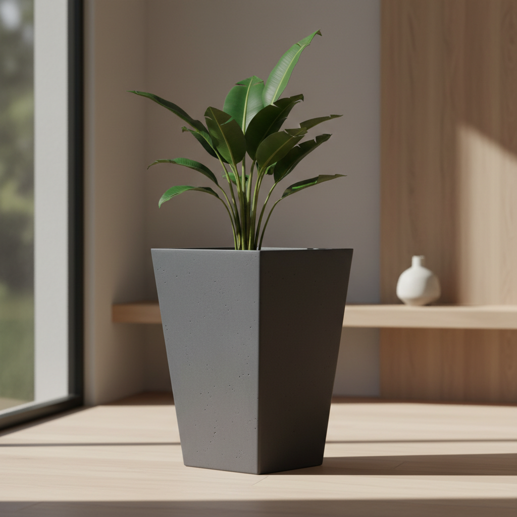 Beton-Blumentopf AERIS – Dunkelgrau