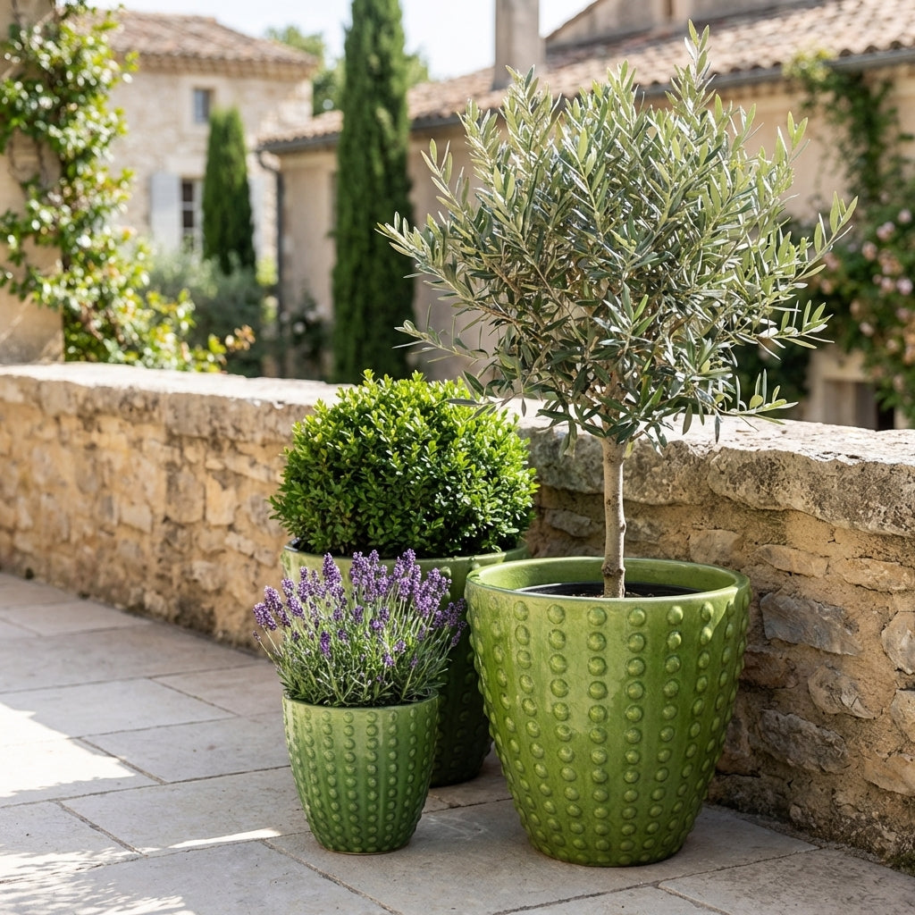 Blumentopf ATTILA Grün – handgefertigte Keramik, XXL bis 68 cm