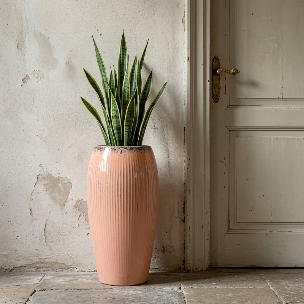 Pflanzkübel Keramik Rosa draußen – Milano im Anduze-Stil