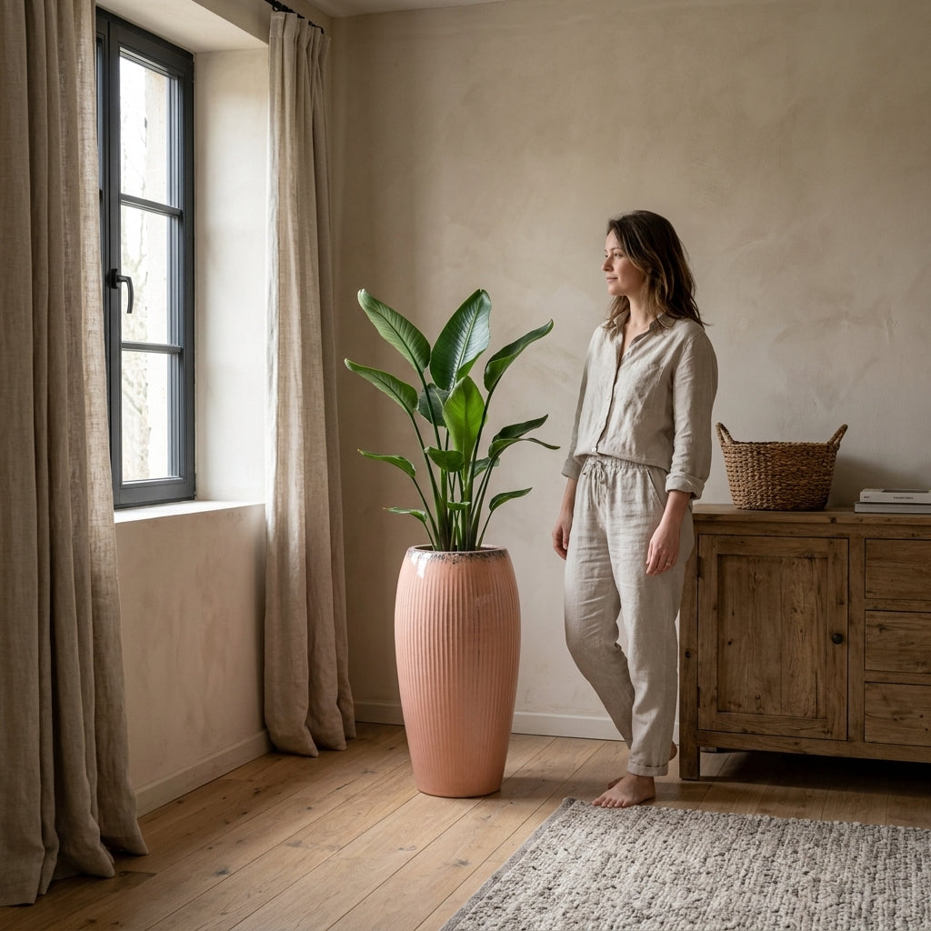 Pflanzkübel Keramik Rosa draußen – Milano im Anduze-Stil