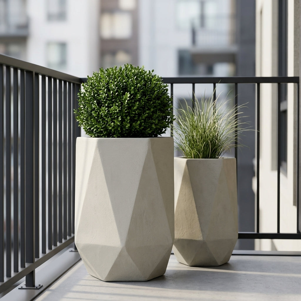 Pflanzkübel Beton Beige draußen – PRISME wetterfest
