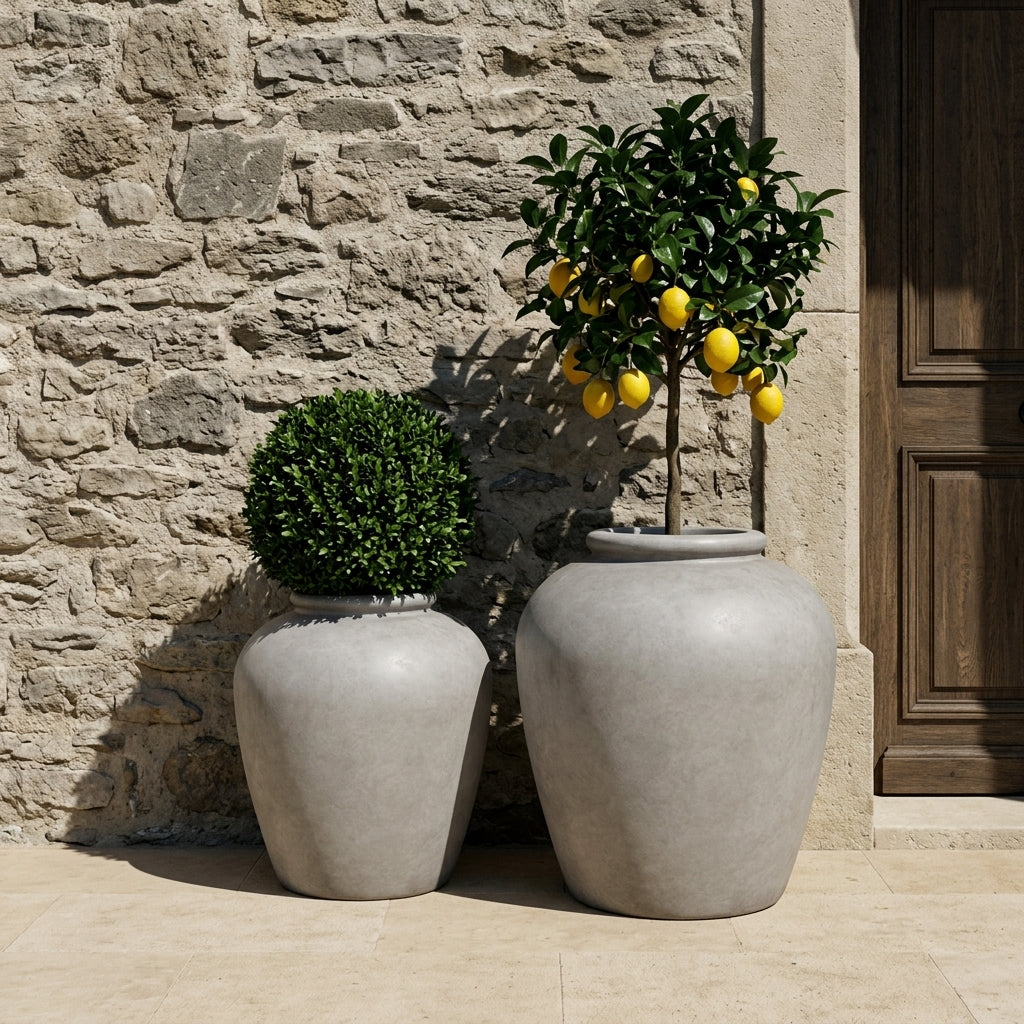 Blumentopf ORIGIN Mlhavě šedá – handgefertigte Keramik, XXL bis 68 cm