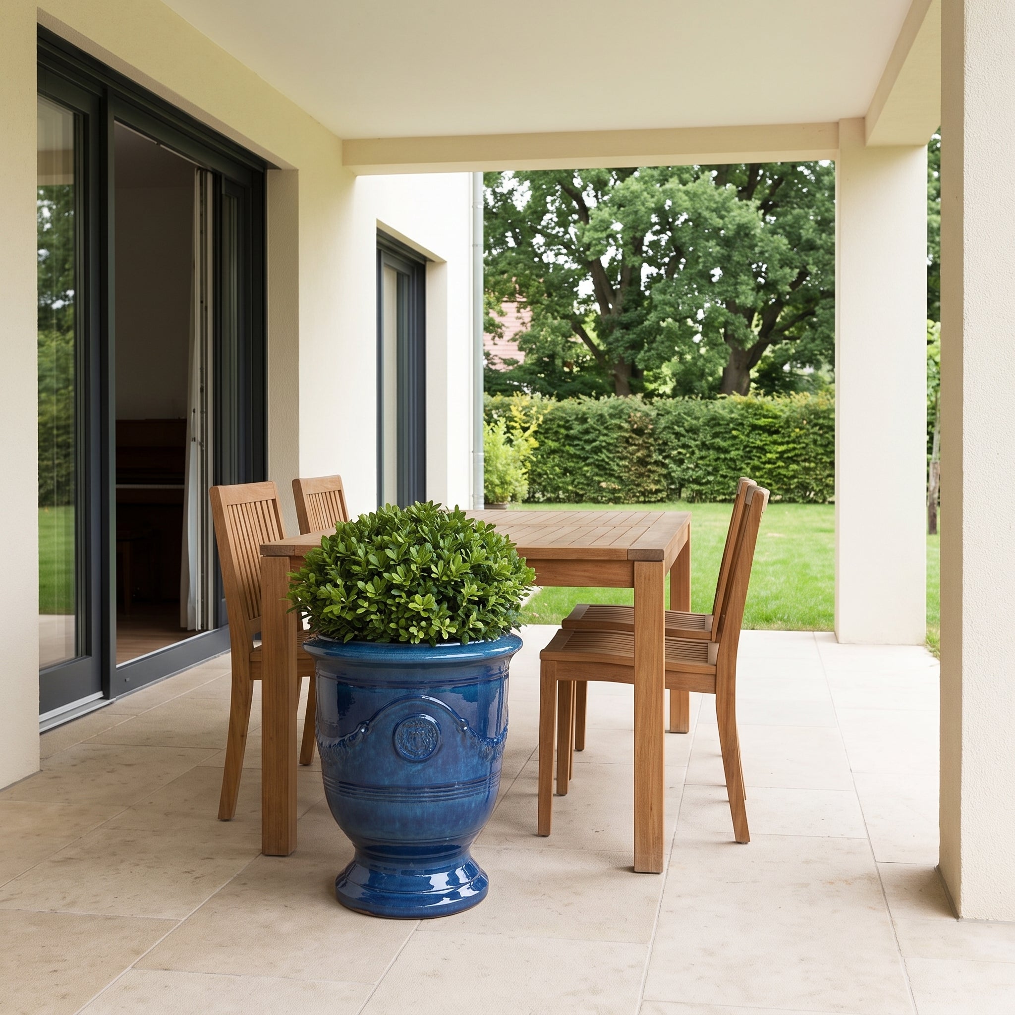 Keramicky květináč RICHELIEU - Azurově modrá - XL (46 x 56 cm)