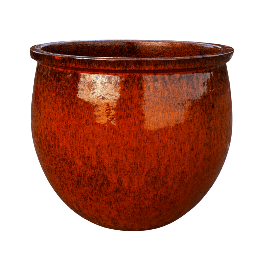 Keramik-Pflanzkübel NEWTON – Tropisches Orange, XL (55 cm x 46 cm)