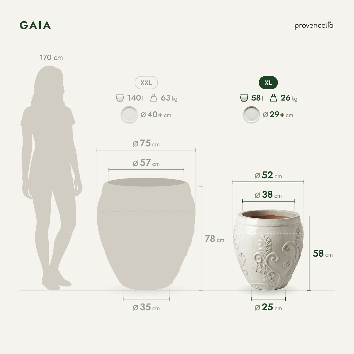 GAIA XL – rozměry