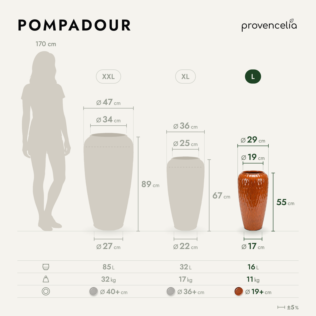 POMPADOUR L – Maße