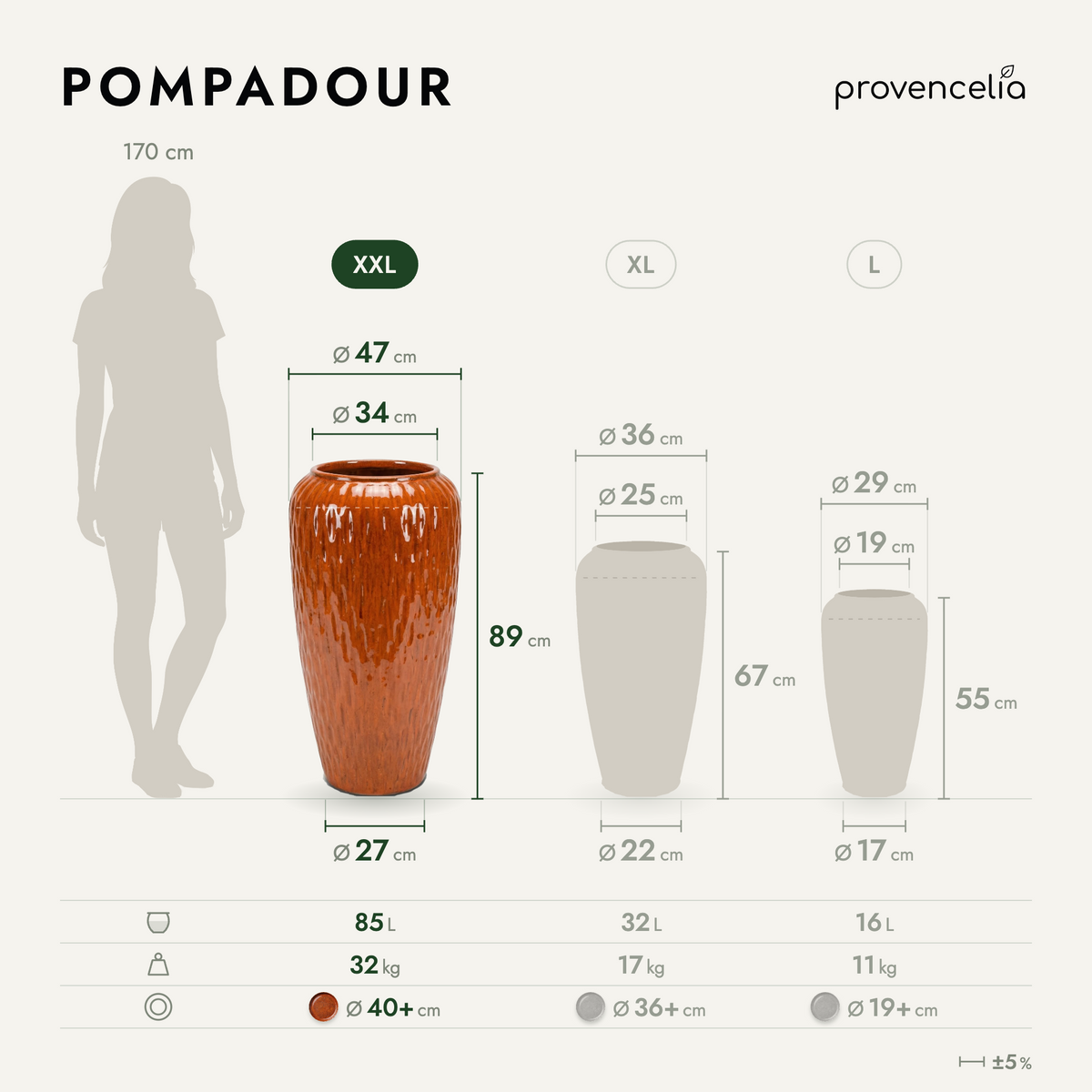 POMPADOUR XXL – Maße