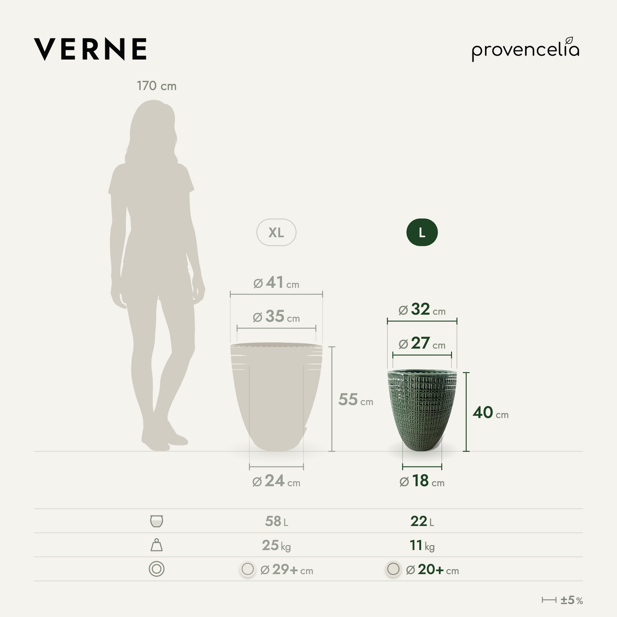 VERNE L – Maße