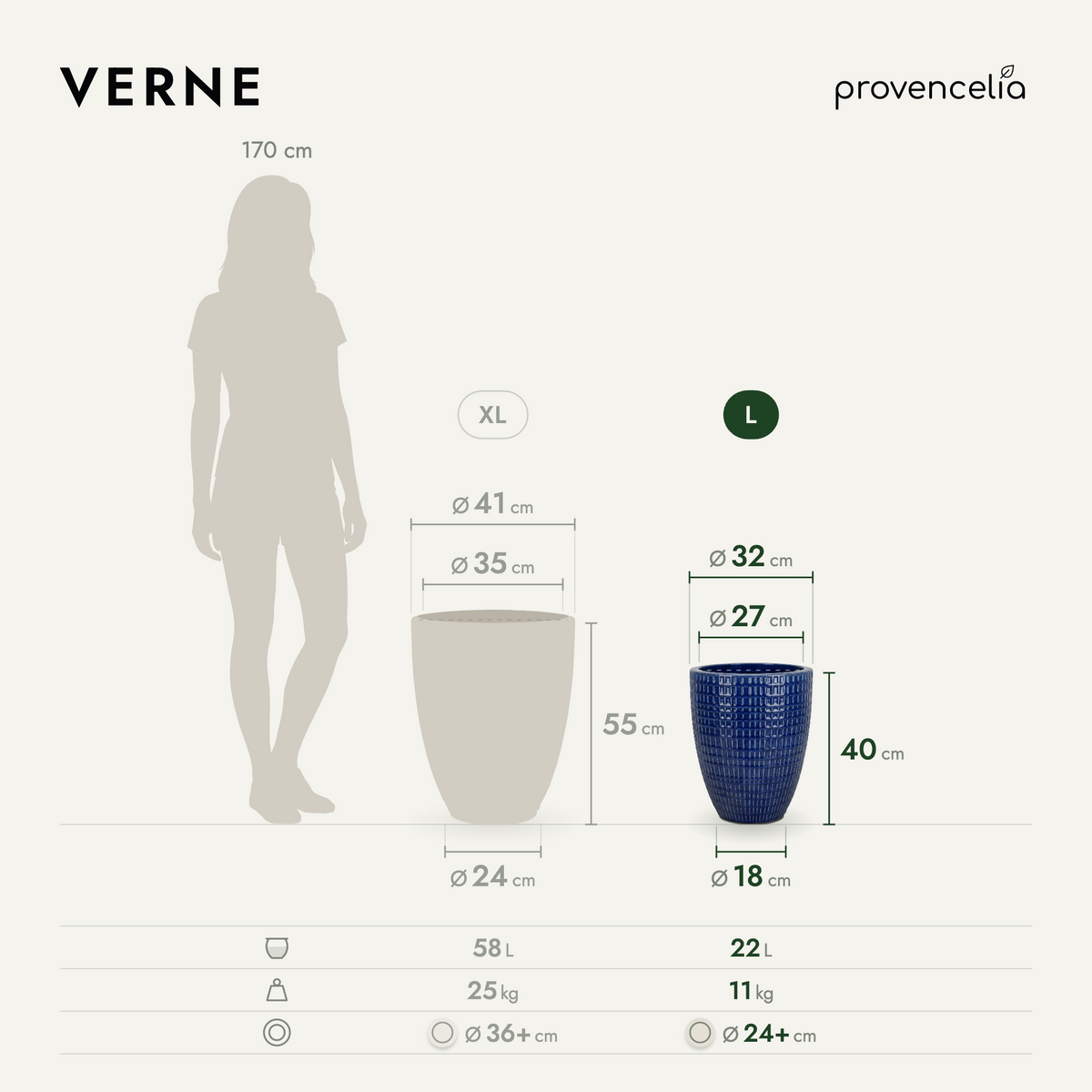 VERNE L – Maße