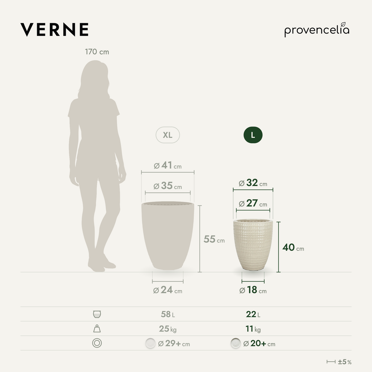 VERNE L – Maße
