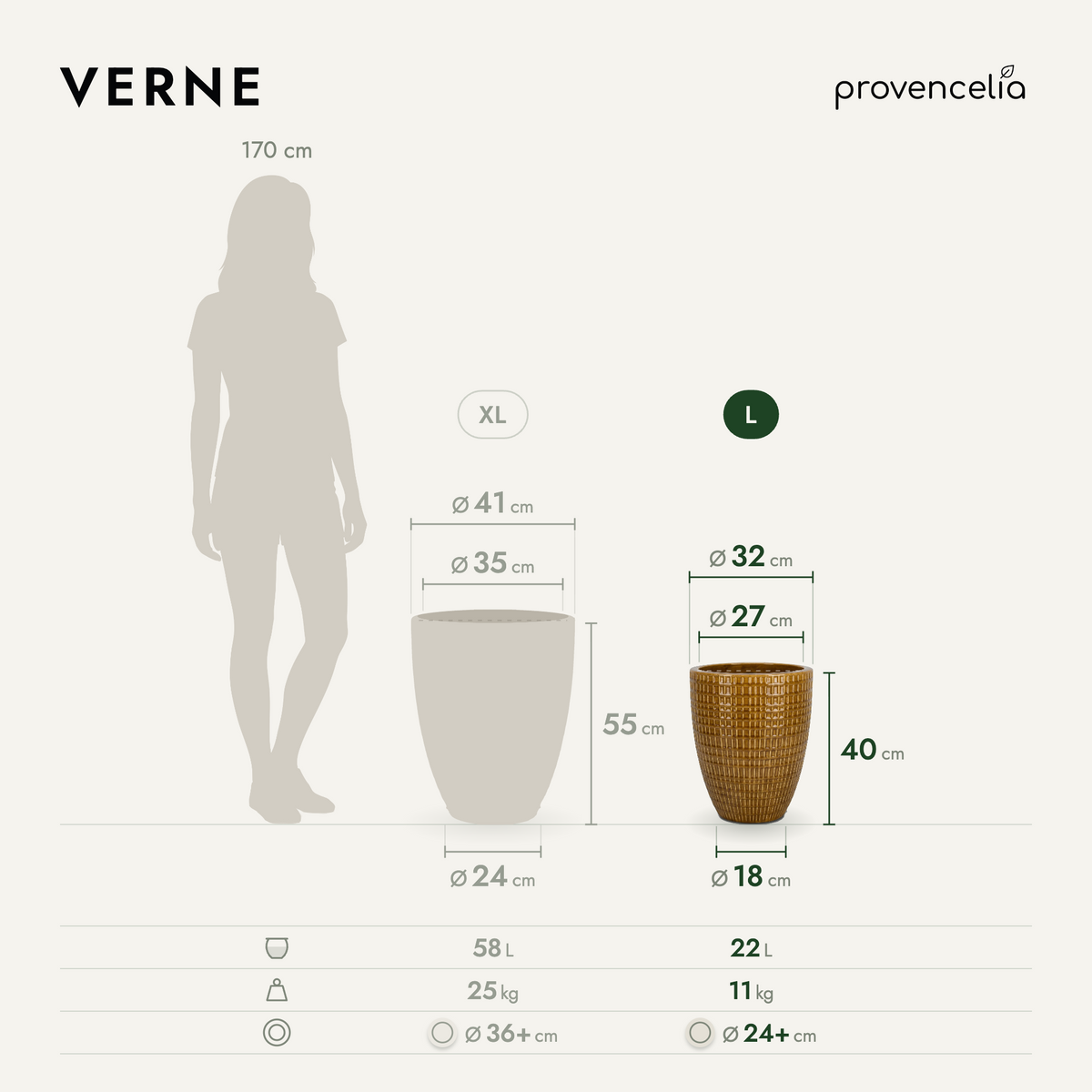 VERNE L – Maße