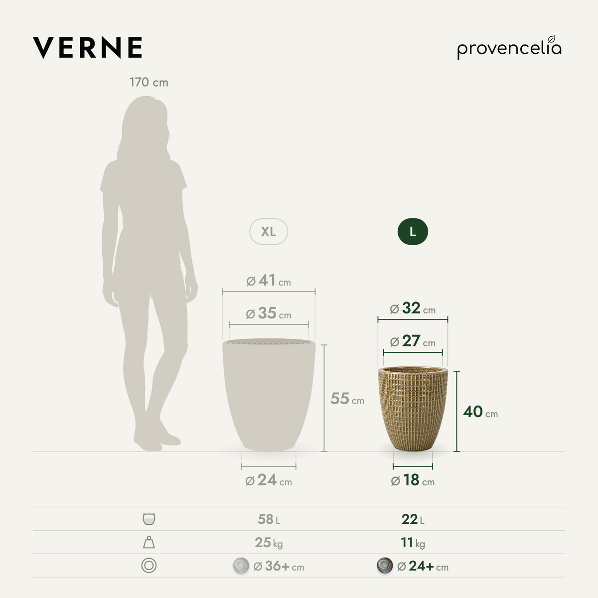 VERNE L – Maße