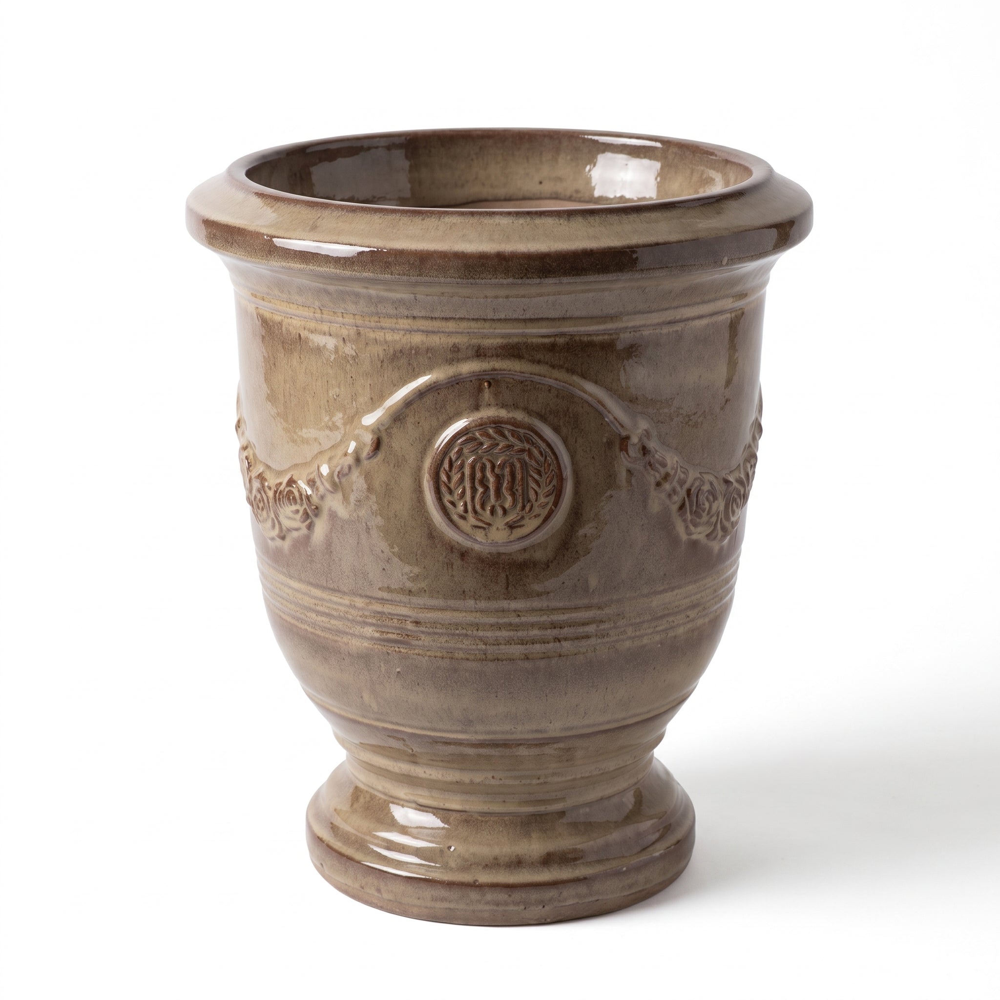 Keramik-Pflanzkübel RICHELIEU - Sandbronze - XL (46 x 56 cm)