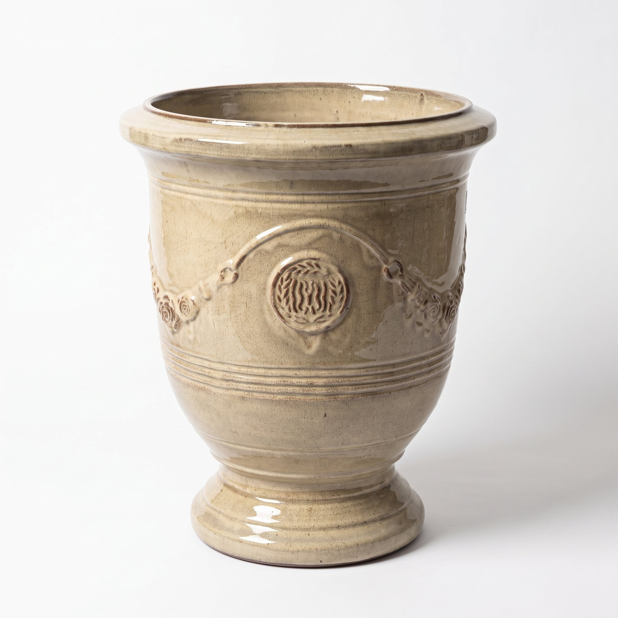 Keramik-Pflanzkübel RICHELIEU - Sandbronze - XL (46 x 56 cm)